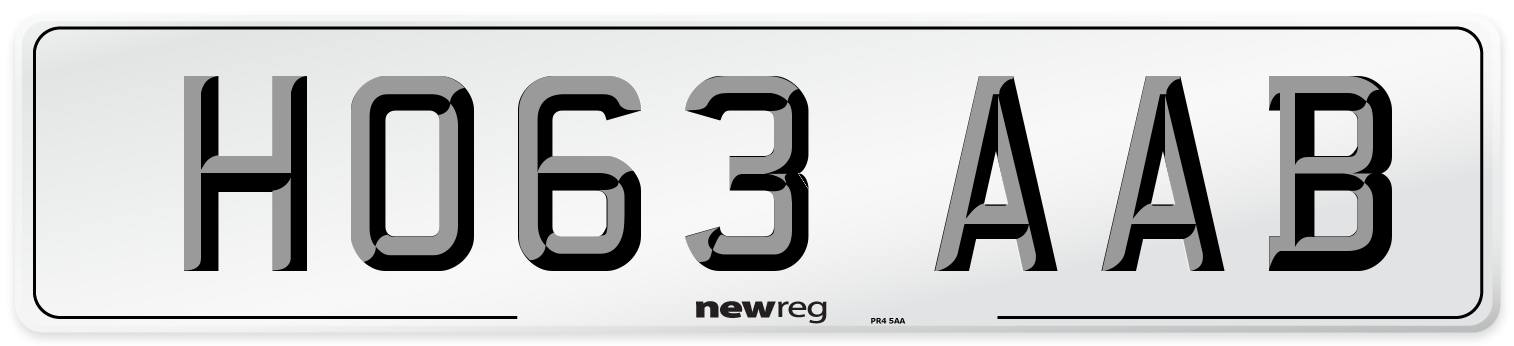HO63 AAB Number Plate from New Reg